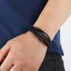 Braccialetti con ciondoli Bracciale in pelle PU unico da uomo 20 5 cm Multi strato intrecciato a mano Braslet Wrap Braclet Sopravvivenza Brazalete Regalo Fo250N