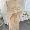 Sharon Said Luxury Pearls Dubai Champagne Evening Dresses with Cape 2024 Arabic Women Mermaid Wedding Party Prom Dress SS369 240313