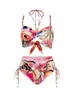 Damskie stroje kąpielowe tropikalne kwiaty i ptakowe nadruk plażowy 2024 Modna letnie bikini ukryć w stylu plażowym kostiumy kąpielowe seksowne