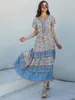 Party Dresses AYUALIN Summer Robe Rayon Cotton Floral Printed Long For Women Vestidos 2024 Vintage Casual Boho Beach Ladies