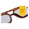 Sonnenbrille Retro Doppelbrücken Damenmode Luxus Designer Sonnenbrille Herren Schattierungen Großer Rahmen Leopard Braun Farbverlauf Brillen