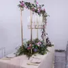 Wedding Backdrop Props Luxury Shiny Gold Rectangle Candlestick for Dining Room Decor Main Table Centerpieces Road Leads