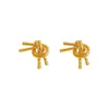 Stud Earrings Creative Metal Knotted Stylish Unique Stainless Steel Gold Color Personality Korean Chic Charm Jewelry Women