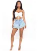 Frauen Jeans Frauen Sommer Quaste Shorts Dame Sexy Streetwear Fetisch Manschetten Spliced Denim Hosen Patchwork Party Nachtclub