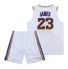 Лейкерс Джеймс с круглым вырезом и вышивкой Джерси Желтый Фиолетовый Белый Черный Майка Баскетбольная рубашка Спортивный костюм Мужской