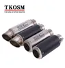 TKOSM Motorcycle Exhaust Laser Pipe Muffler Inlet 51mm 61mm SC GP Exhaust Mufflers Carbon Fiber Exhaust Pipe With Sticker Laser Lo4353487