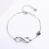 Classic Bracelet Design 925 Silver Heart Membius Ring Infinity Bracelet Heart Shaped Crystal Stone Hand Decoration Gift