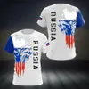 Men's T-Shirts Russia Flag Mens T-shirts O-neck Russian Shirt 3D Printed Oversized Fashion Short Slve Mens Clothing Tops Loose Strtwear Y240315