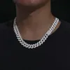 Mode hiphop smycken 14mm 18k guldpläterad mässing baguette aaaaa cz moissanite is ut den chunky kubanska länkkedjan halsband