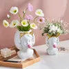 Nouveauté nordique fille soufflant des bulles Figurine résine planteur Pots nouveauté intérieur bureau succulentes décoration fleur Vase décor 240311