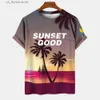 Men's T-Shirts Coconut Print Mens T Shirt Beach Style Casual Short Slve Sweatshirt Y2k Mens Clothing Summer O-Neck Pullover Male Strtwear Y240315