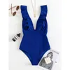 Women Swimodwear Sexy Ruffle 2024 Korean Women One Piece Swimsuit Kobiet Kąpiel Kobiet Kobieta Bodysuit Pływanie na plażę Monokini Y4er