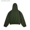 Heren Hoodies Sweatshirts Vintage Effen Kleur Zwart Groen Blauw Grijs Hoodie Topkwaliteit Dubbellaags Pullovers Capuchon Oversized Sweatshirts Heren Dames L240315