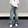 Kvinnors jeans Broken Hole Paint Design Cool Girl Street Style High midja