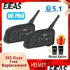 Interphone moto talkie-walkie Ejeas V6 Pro casque Bluetooth avec communicateur interphone 1200M Bt pour 6 coureurs Waterproo Dhyst