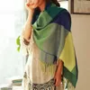 Scarves Winter Coat Scarf Elegant Shawl Colorful Plaid Print With Tassel Trim Thick Imitation Cashmere Warm Fashion