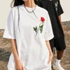 Men's Designer T shirt Summer New Country Tide Rose Three-dimensional Flower Bud Embroidery Casual Men And Women With Loose Short Sleeves