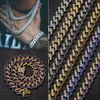 Hip Hop Bling chaînes bijoux hommes glacé collier or argent noir bleu diamant Miami lien cubain Chain249R