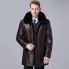 Kontratak oryginalnej skórzanej kurtki męskiej zima zimna i ciepłe starsze płaszcz w średnim wieku