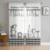 Cortinas utensílios de cozinha xadrez tule cortinas para sala de estar chiffon voile transparente cortina de janela para quarto