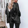 Blazer da donna con paillettes Shinny Casual manica lunga Shimmer Glitter Party Giacca con risvolto lucido Cappotto Autunno Rave Capispalla Blazer Mujer 240306