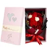 18st/Set Valentines Day Artificial Boutique Rose Carnation Mix Up Fake Flower Set med presentförpackning Birthday Celebration Presentlåda 240313