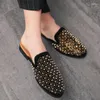 Casual Shoes Summer Men Half Slippers Rivet Decoration Fashion Trend Nightclub Hairdresser Versatile Large Size 38-47 Comfortable