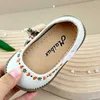 First Walkers New baby shoes for spring embroidery butterfly-knot little girls princess leather shoes soft sole shoes for small children 240315