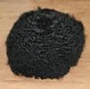 1b Skin Afro Curly Toupee 10MM Man Weave Hair Black Mens Kinky Curl Мужские парики Парики из человеческих волос Полная машина Made6414797