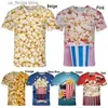 T-shirts pour hommes Nouvelle mode Popcorn 3D imprimé T-shirts drôles Hommes et femmes Vêtements Été Court Slve T-shirt Unisexe Strtwear Tops Ts Y240321