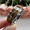 Wedding Rings 8mm Mens Ring Tungsten Wedding Ring Couple Fashion Jewelry Whiskey Bucket Wood Inlay Polishing Shining Comfortable Fit Q240315