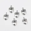 Charms 20pieces 11x18mm Sweet Heart Flower Charm för kvinnor DIY -smycken som gör antik silverfärghänge grossist