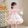 Girl's Dresses Girls Autumn Winter New Fashionable Half Neck Long Sleeve Lace Universal Korean Edition Cute Kids Dresses 240315