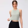 Lu Align Citron Sports Été Débardeur Couleur Solide Gym Yoga Soutien-Gorge Gilet Femmes Côtes Sans Manches Fiess Crop Top Grande Taille Stretch Doux Sportswear porter