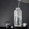 Glasbecher mit Griff, Outdoor-Übung, doppeltes Trinken, transparentes Glas, einfach und tragbar, Tee-Wasser-Trennbecher, Trinkgeschirr 240311