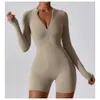 Lu Set Align Lemon Sleeve Front CUTIES Zip Long Jumpsuit Women Gym Fiess Compression Bodysuit Yoga Workout Shapewear Clothing 2024 Sports O