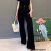 Damesjeans Hoge versie Xiaoxiangjia reliëfbloem driedimensionale druklijm hoge taille grote uitlopende broek wijde pijpen micro uitlopende broek slim fit micro fl