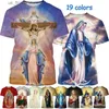 Men's T-Shirts Virgin Mary 3D Printing T Shirt Summer Fashion Christian Mother Of God Pattern Short Slved Unisex Strt Faith Casual T-Shirt Y240321