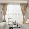 Curtains European Modern curtains for living room Bedroom Blackout Luxury Window Embroidered Tulle Villa Elegant Valance decorate Custom