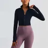 Lu Align Lemon Long Donna Sport Corto Top Manica Zip Intera Yoga Cappotto Fiess Giacca da Corsa con Pollice Jack Palestra Allenamento Abbigliamento Sportivo J