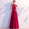Ethnische Kleidung Weibliche Lange Qipao Chinesischen Stil Stickerei Applique Formale Party Kleid Plus Größe Retro Elegante A-Linie Plissee Vestidos 4XL