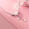 Pendanthalsband 925 Sterling Silver Söt Flower Crystal Uttalande Halsband för kvinnor Girls Valentines Day Gift Fashion Jewelry Wholesale