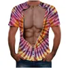 20243D impresso camiseta masculina de manga curta paródia camisa falsa 3D digital impressa divertida camiseta masculina