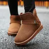 Chaussures décontractées d'hiver en coton peluche de couleur unie pour hommes et femmes, bottes de neige chaudes, grande taille 36-45, légères pour Couple