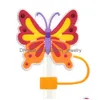 Drinking Sts Colorf Butterfly Sile St Toppers Accessories Er Charms Reusable Splash Proof Dust Plug Decorative 8Mm/10Mm Drop Delivery Ottve