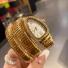 高級時計デザイナーウォッチ女性ダイヤモンド腕時計レディブレスレットヘビ型時計高品質316ステンレス鋼ダイヤモンドベゼルムーブメントレディースゴールド