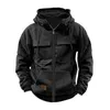 Herenhoodies Casual losse pasvorm Hoodie Trekkoord Grote zak met ritssluiting Effen kleur Sweatshirts Trui Top Heren Winterkleding