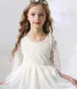 212 años Vestidos de niña de flores Blanco Beige Vestido de verano de manga larga Comunión Niños pequeños Bautizo Boda Ropa de dama de honor 240313