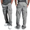 Men Cargo Jogger Pants Autumn Hip Hop Street wear Loose Trousers Multi Pocket Solid Color Overalls GYM Sports Wear 240313