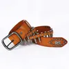 Personalized Bullet Belt Punk Knight Belt Handmade Decoration Belt Genuine Leather Men's and Women's Belt Strap 240315